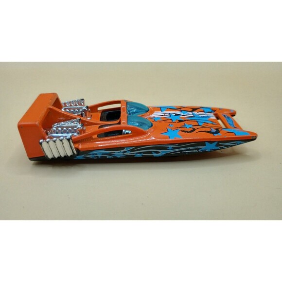 HOT WHEELS H2GO DAREDEVIL RACERS ORANGE 1:64 DIECAST 3 1/4" RACE BOAT BLUE STARS - Picture 3 of 7